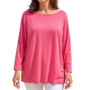 Piko 1988 Large Pink Bamboo Tunic Shirt Drop Sleeve Oversized Loungewear Casual